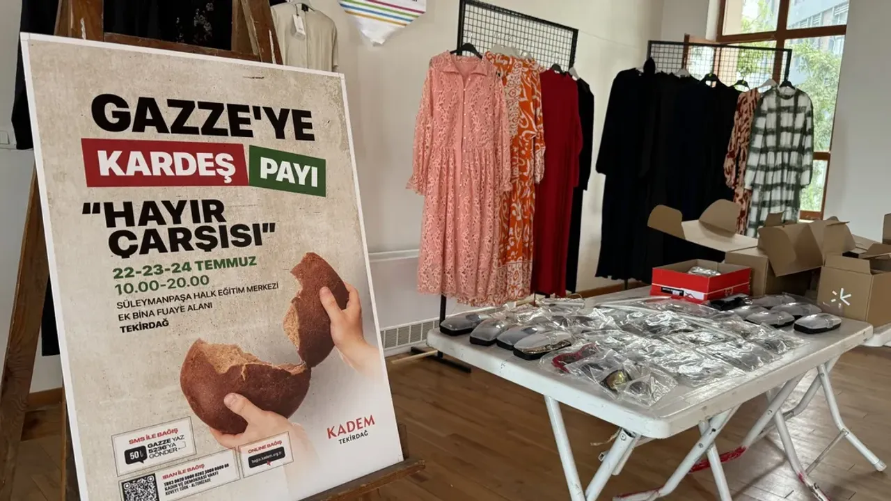 Tekirdağ'da Filistinlilere destek için hayır çarşısı kuruldu