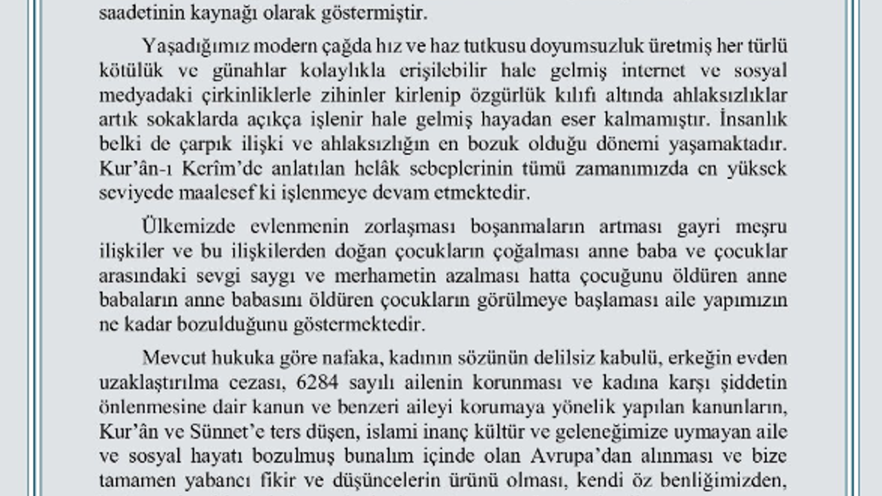 Ehl-i Sünnet Alimler Birliği, kadının beyanının delilsiz kabul edilmesini eleştirdi