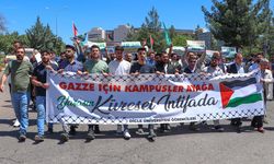 Diyarbakır'da üniversite öğrencileri Filistin'e destek yürüyüşü düzenledi
