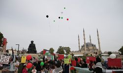 Edirne'de kadın ve çocuklar, İsrail'in Filistin'e yönelik saldırılarını protesto etti