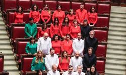 Filistin bayrağının renklerini taşıyan kıyafetler giydiler
