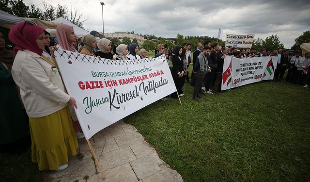 Bursa Uludağ Üniversitesi'nde Gazze'ye destek eylemi