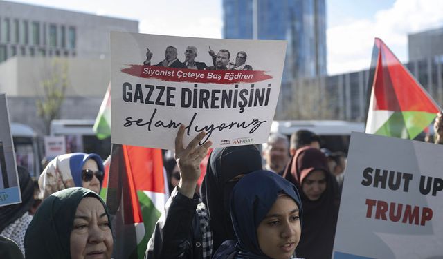 İsrail'in Gazze'ye saldırıları ABD'nin Ankara Büyükelçiliği önünde protesto edildi