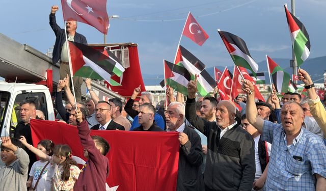 Sinop'un Gerze ilçesinde Filistin'e destek, İsrail'i protesto etkinliği düzenlendi