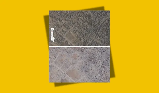 Gazze şehrinin yıkımı uzaydan görünüyor