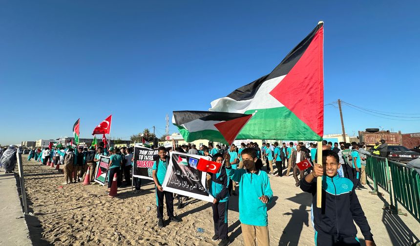 Moritanya'daki Maarif Okulu öğrencileri, Gazze yürüyüşü düzenledi