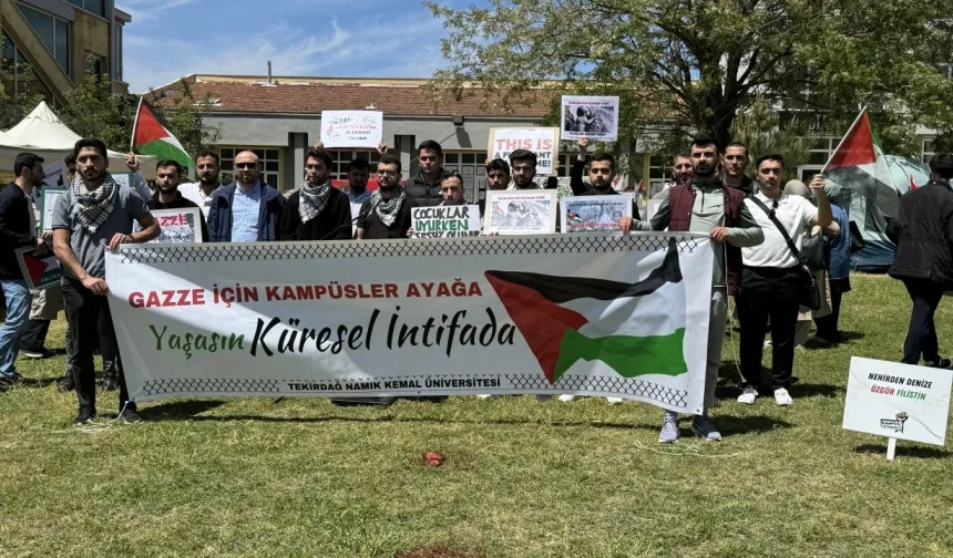 Tekirdağ'da üniversite öğrencilerinin Filistin eylemleri devam ediyor