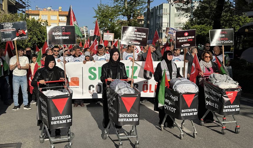 Alanya'da Gazze'ye destek yürüyüşü düzenlendi